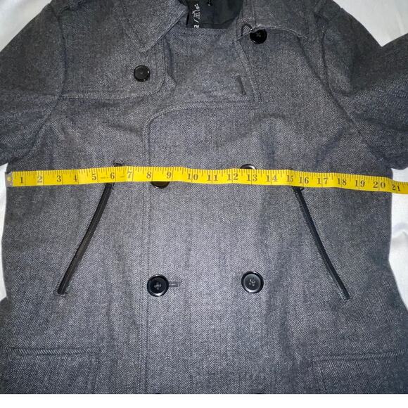 Express Wool Blend Double Breasted Coat with Zip-Out Hoodie - Men's Size S - Picture 11 of 14
